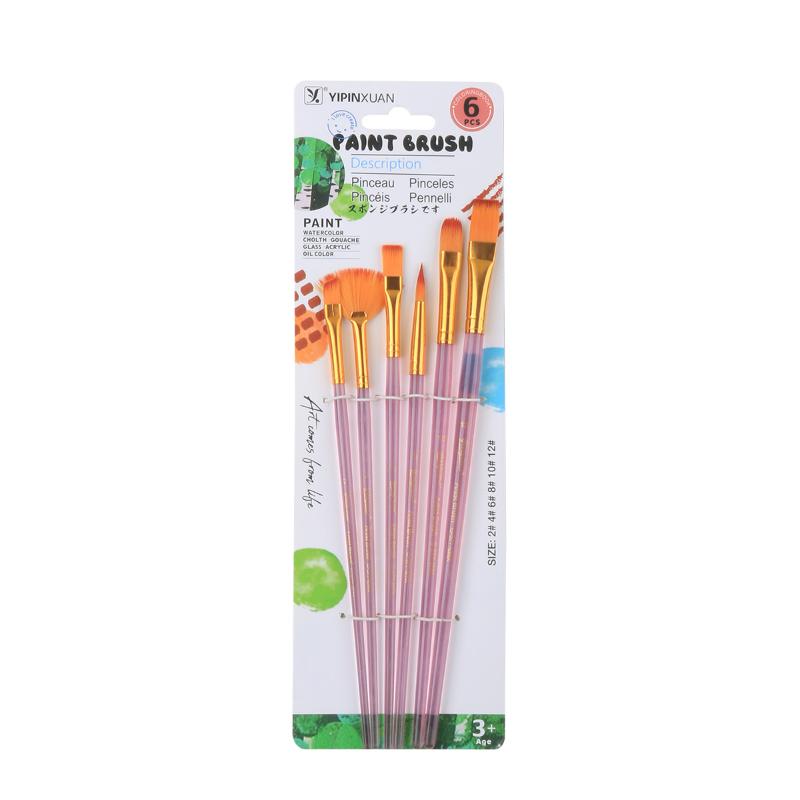 6/20 Peças Conjunto de Pincéis de Nylon Coloridos Pincel para Tinta a Aquarela Acrílica Pincéis Coloridos Profissionais para Pintura a Óleo Papelaria