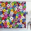 Modern Geometric Floral Waterproof Shower Curtain -Bold Abstract Shapes &Vibrant Flowers for Stylish,Contemporary Bathroom Decor