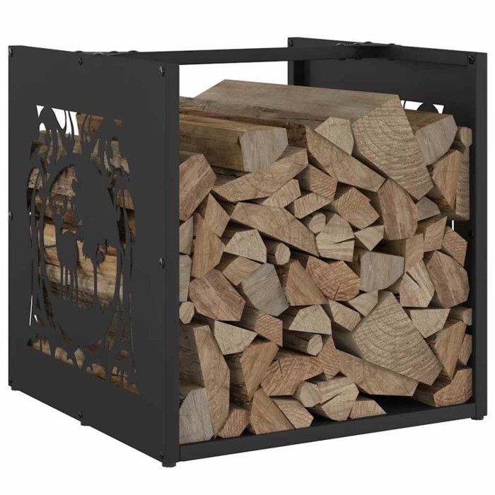 VidaXL Firewood Rack Black 40x40x40 Cm, Fireplace Log Holder, Log Holder, Log Rack, 864249