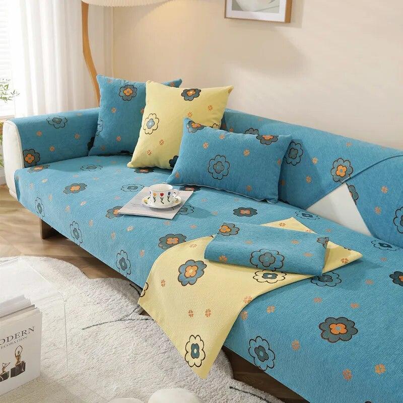 

Чехол для дивана из синели с рисунком, светлый роскошный универсальный нескользящий чехол для дивана, полотенце, простой современный чехол для дивана для гостиной, сиденья, чехла 70x70cm 1pcs