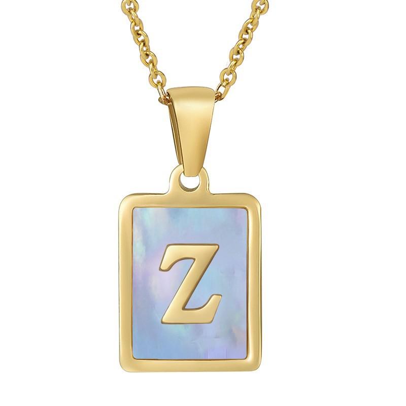 26 English Letter Necklace Women's Versatile 18K Natural Pink Shell Pendant Collarbone Chain 2026