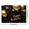 2D Luxury Black Gold Birthday Backdrop - Formal Party Photo Booth Background