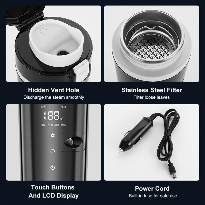 500ml Car Heating Cup 12/24V Water Boiler Kettle Portable Electric Thermal Cup For Coffee Hot Water Car Electrical Appliances