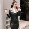 Modische und gemütliche PU-Lederjacke für kleinwüchsige Frauen mit dicker Wattierung und stilvollem Reverskragen