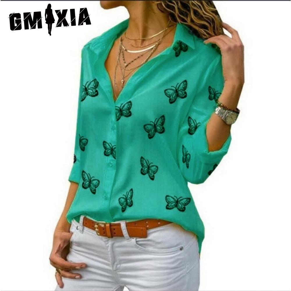 GMXIA Women's Fashion Casual  Long Sleeve POLO Neck Blouses & Shirts