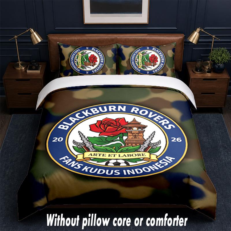 Blackburn Rovers Football Design Bed Bedding Set 1 Duvet Cover + 2 Pillowcases Soft Breathable Household Bed Linens