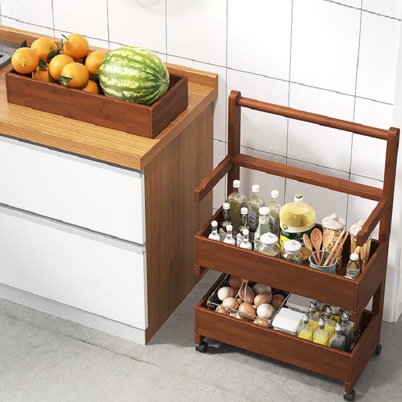Miling 4-Tier Mid-century Bamboo Kitchen Trolley