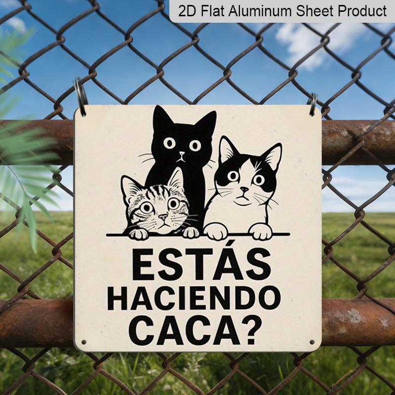 

2D Flat, 1pc, Vintage Metal Sign, Decorative Plaques and Ornaments, Cat Gaze Humor Decorative Plaque, Humorous Style, Yard, Bathroom, Door Behind or 20*20cm