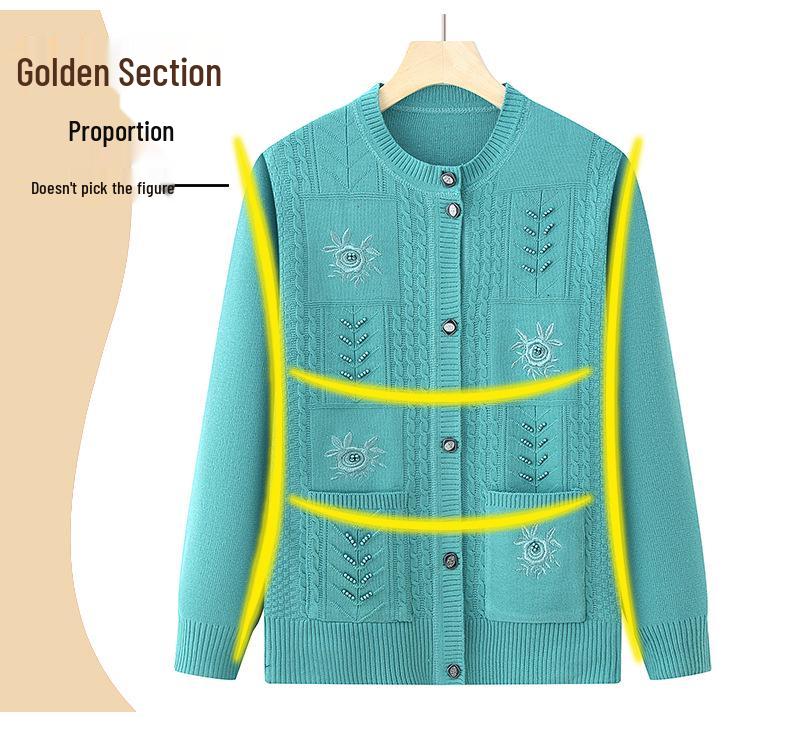 Women's Spring & Autumn Knit Cardigan for Middle-Aged & Elderly