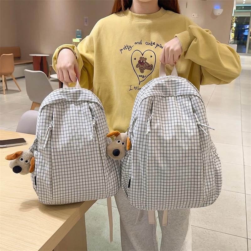 Plaid Women's College Style Backpack Large Capacity Junior Senior High School Student Schoolbag