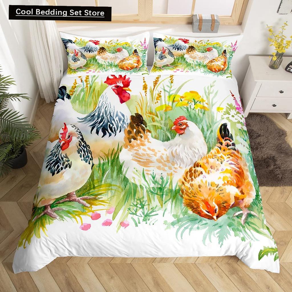 Uroczy kaczor król królowa poszwa na kołdrę kreskówka biała gęś zestaw pościeli zabawny wiejski zwierzęcy poszwa na kołdrę poliestrowa poszwa na kołdrę