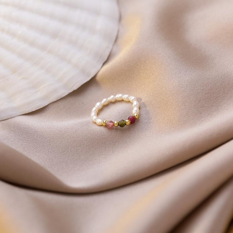 Fashion Handmade Beaded Pearl Ring Women's Handmade Crystal Stacked Wear Fashion Lady Fine Ring Ring Wholesale