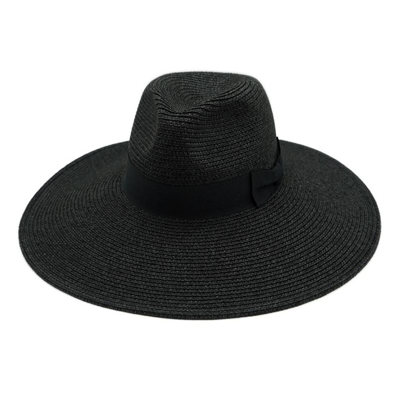 European And American Big Brim Black White Panama Jazz Top Hat Men And Women Summer Sunshade Sunscreen Vacation Beach Straw Hat