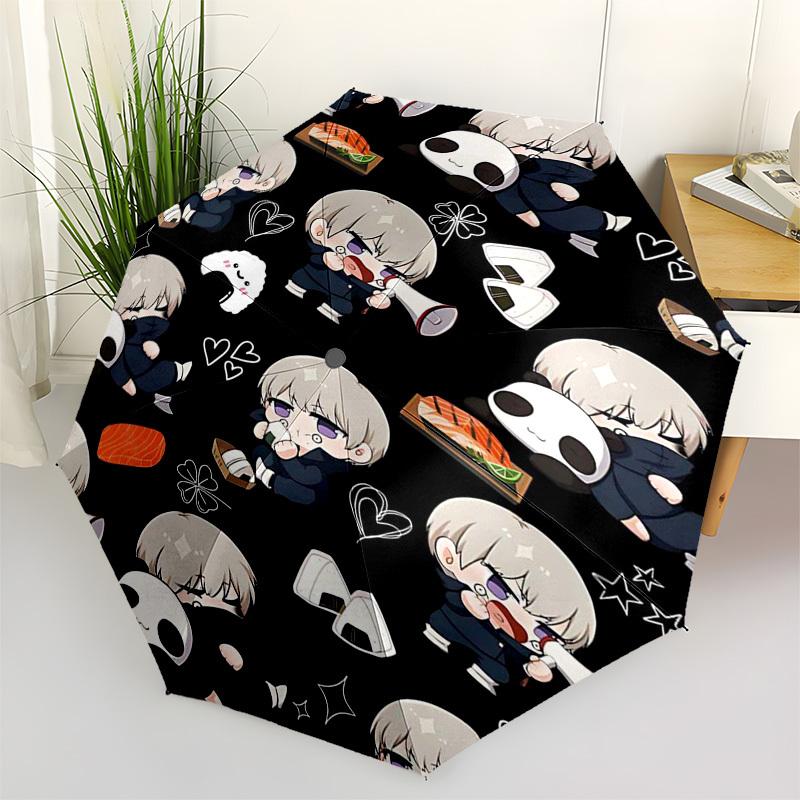 

1pc Chibi Boyfriend Panda Sushi Auto Open Close Outdoor Umbrella - Portable 3-Fold Design with Iron Frame - Perfect Gift for Fans, Travelers, Dai