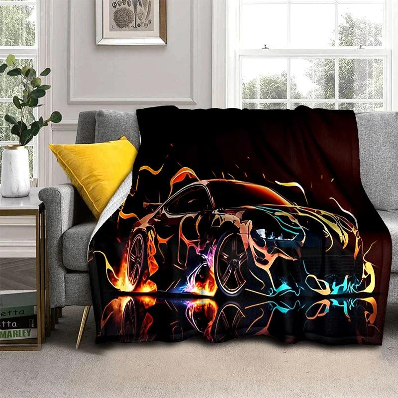 Coperta Cartone Animato Auto Sportiva Futura 3D HD Concept Car, Coperta Morbida da Divano per Casa Camera da Letto Letto Divano Picnic Viaggio Coperta per Bambino