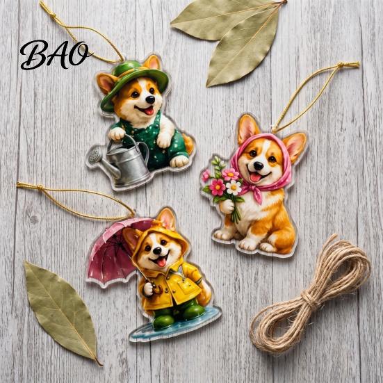 Gift for Dog Lovers Cute Puppies Advent Calendar, 24 Days Christmas Countdown Calendar with 2D Acrylic Hanging Decor Flat Pendants Tree And