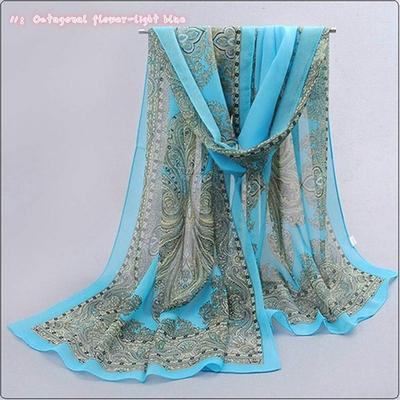 Mode femmes en mousseline de soie écharpe impression motif foulards en soie châle