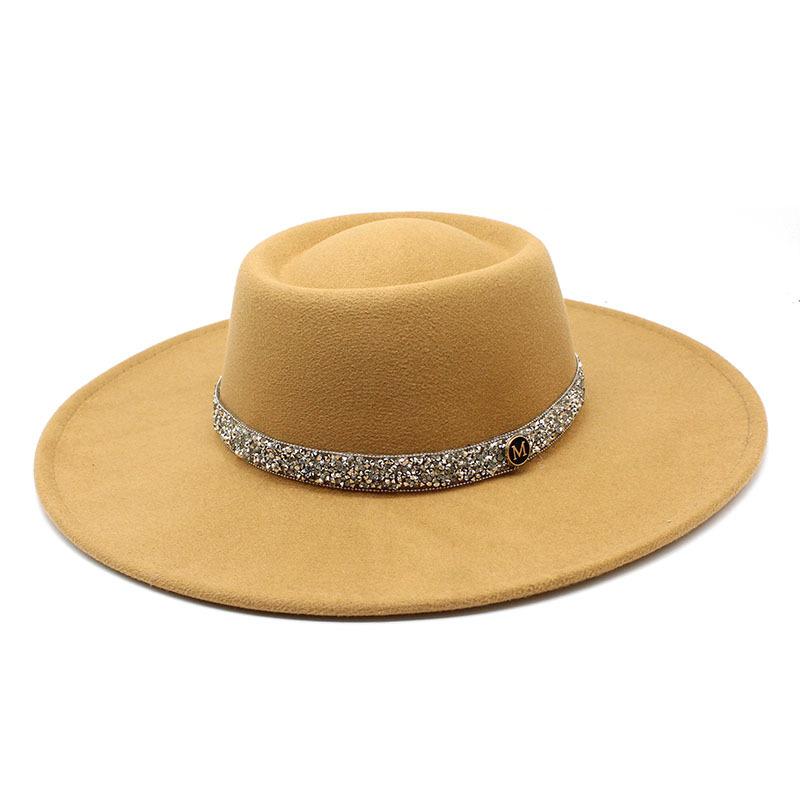 9.5Cm Brim Wool M Standard Diamond Felt Hat Concave And Convex Top Men'S And Women'S Top Hats Wide Brim Felt Hat
