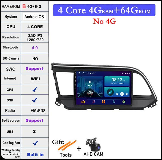 DSP Android 14 For Hyundai Elantra 6 2019 2020 QLED IPS Car Stereo Radio Multimidia Video Player Navigation GPS Carplay