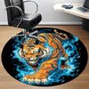 1pc Tiger Flame Design Chair Carpet for Office, Round Non Slip Durable Large Size Office Carpet, Suitable for Office