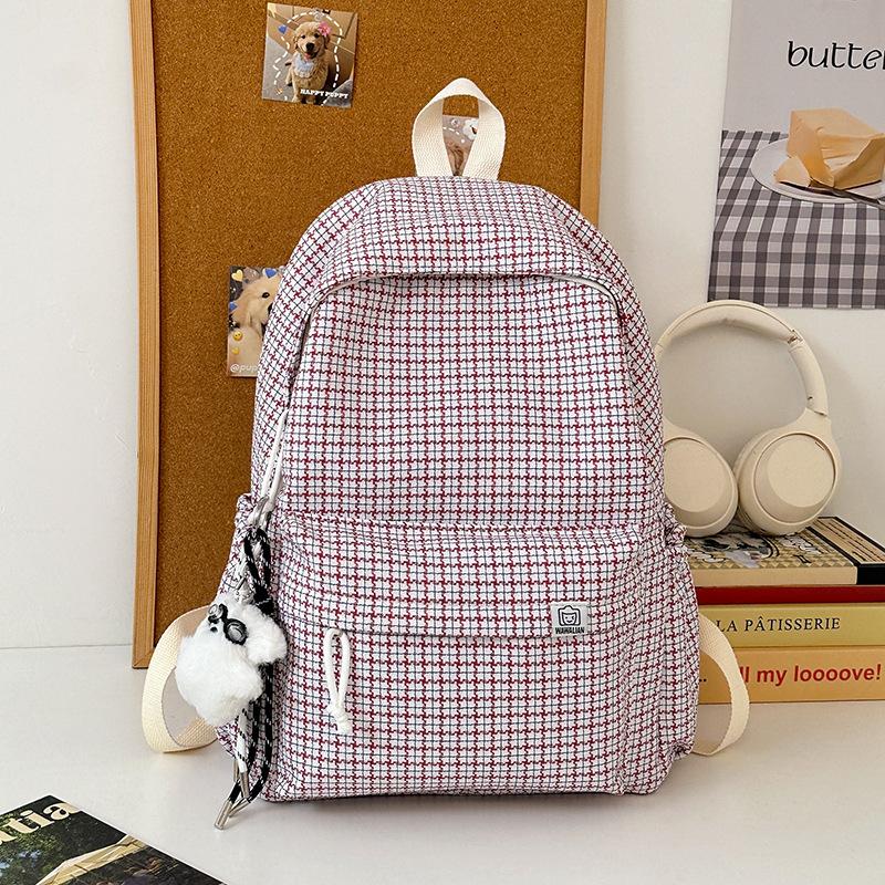 Casual small fresh plaid schoolbag female college student lightweight backpack versatile schoolbag