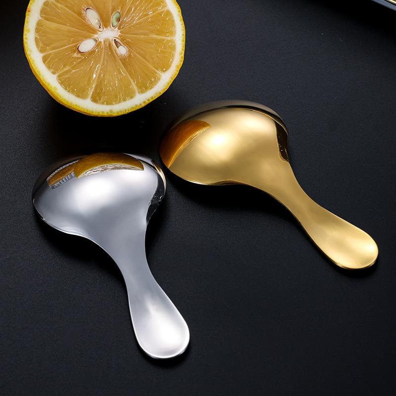 Linguriță Drăguță din Oțel Inoxidabil cu Mâner Scurt, Aurie, pentru Înghețată, Ceai, Cafea, Linguriță pentru Copii, Linguriță pentru Condimente de Bucătărie