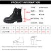 Fashion Punk Zipper Decor Platform Ankle Boots for Women Autumn Winter Black Thick Sole Short Booties Mujer Lace Up Pu Leather Boots