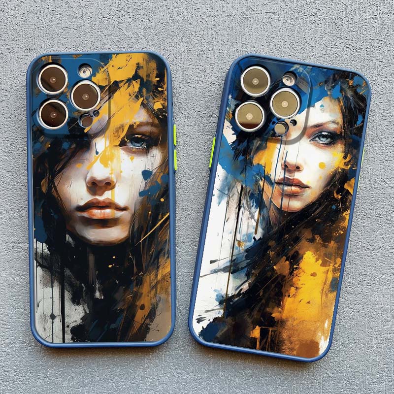 Portrait Art Watercolor Painting Phone Case For iPhone 15 14 13 12 Mini 11 Pro Max SE2 15 14 7 8 Plus XS X XR Shockproof Covers