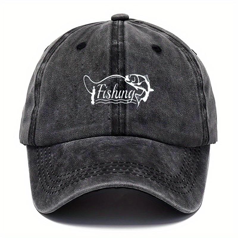 pc Retro FishingThemed Baseball Cap Compatible for   Lightweight Adjustable Outdoor Hat with Fish  Rod Design HandWashed