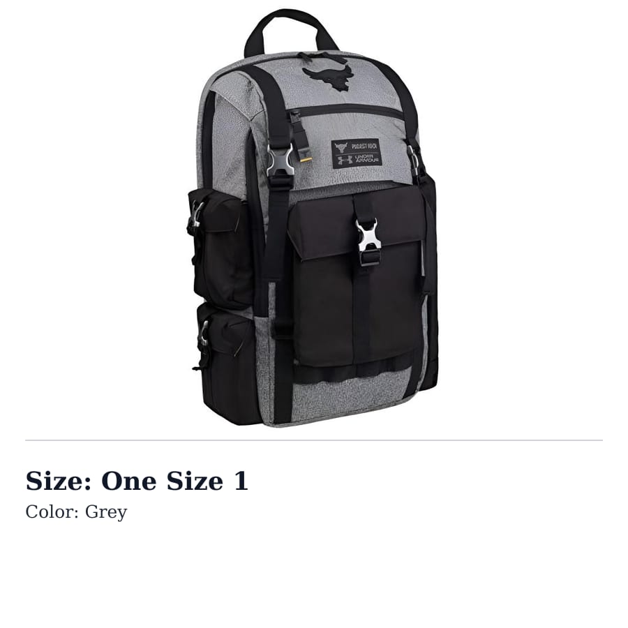 Under Armour Under Armour Project Rock Polyester Backpack Unisex Gray 1325331-040