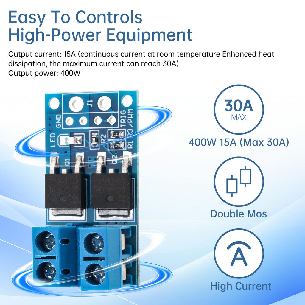 MOSFET-Schaltmodul 400W 30A PWM-Regelung Motor Drehzahl Lampen Helligkeit Steuerung 5V-36V Treiberplatine