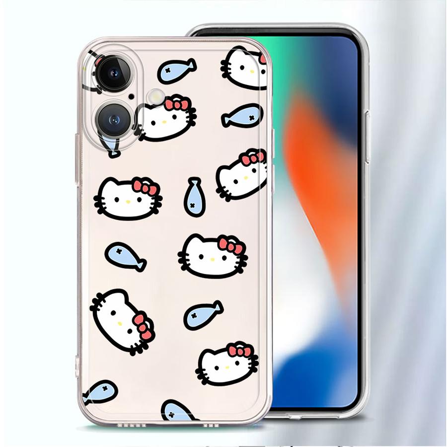 Sanrio Cartoon Hello Kitty Case for iPhone 17 Pro Max 12 Mini 7 8 XR 11 15 14 Plus 13 Pro Air 16 XS Max Soft Phone Cover