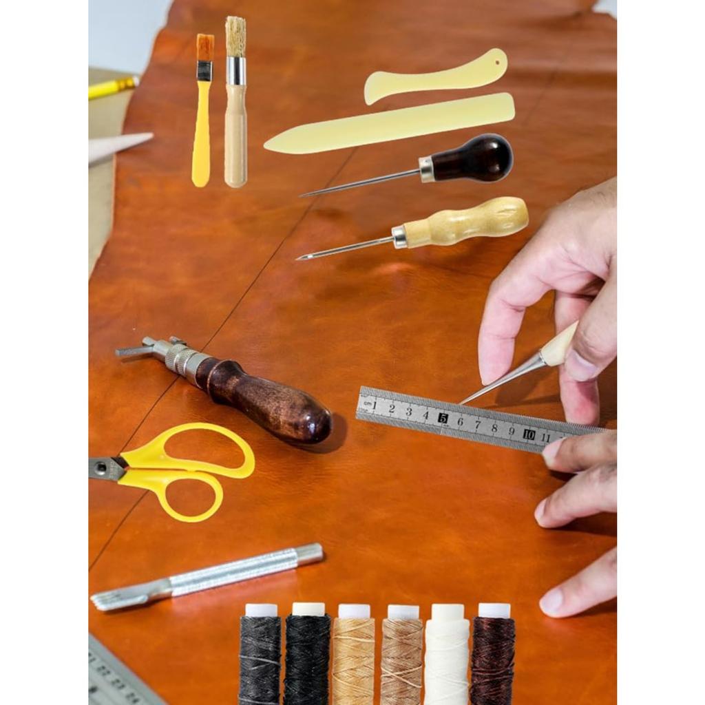 49 Pcs Bookbinding Kit Hand Book Binding Starter Tools Set Book Binding Kits for Beginners Binding Supplies with Large-Eye Needles Awl Waxed Thread