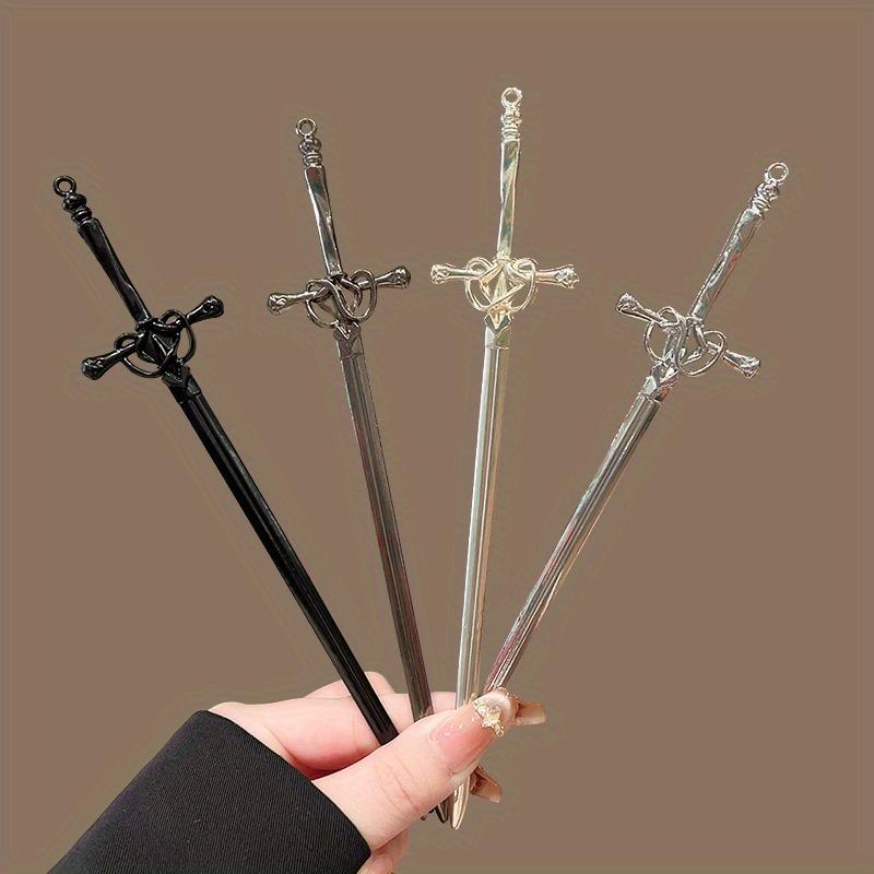 Hanfu Hairpin Female, Retro Chinese Sword Pendant with Tassel Design, Classical Personalized Hair Ornament, Pan Hair Decorative Item.