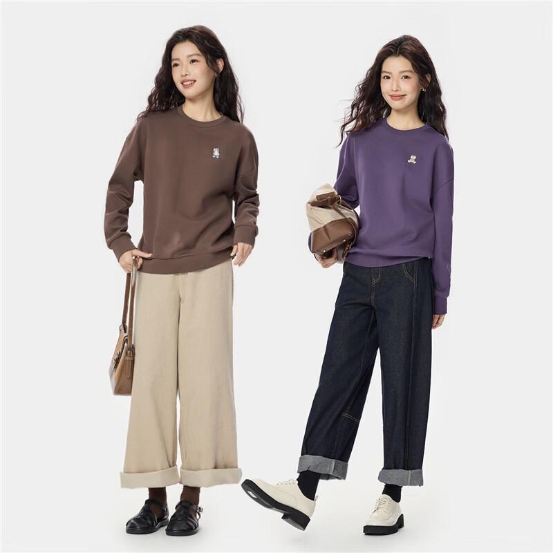 Giordano Women's Loose Fit Embroidered Animal Pullover Sweatshirt