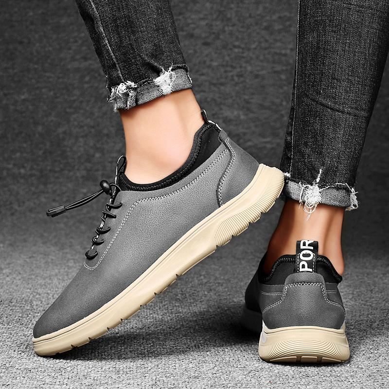 Genuine Leather Driving Shoes Male Comfortable Outdoor Hiking Shoe 2024 Elastic Band Mens Sneakers All-match Men Casual Shoes