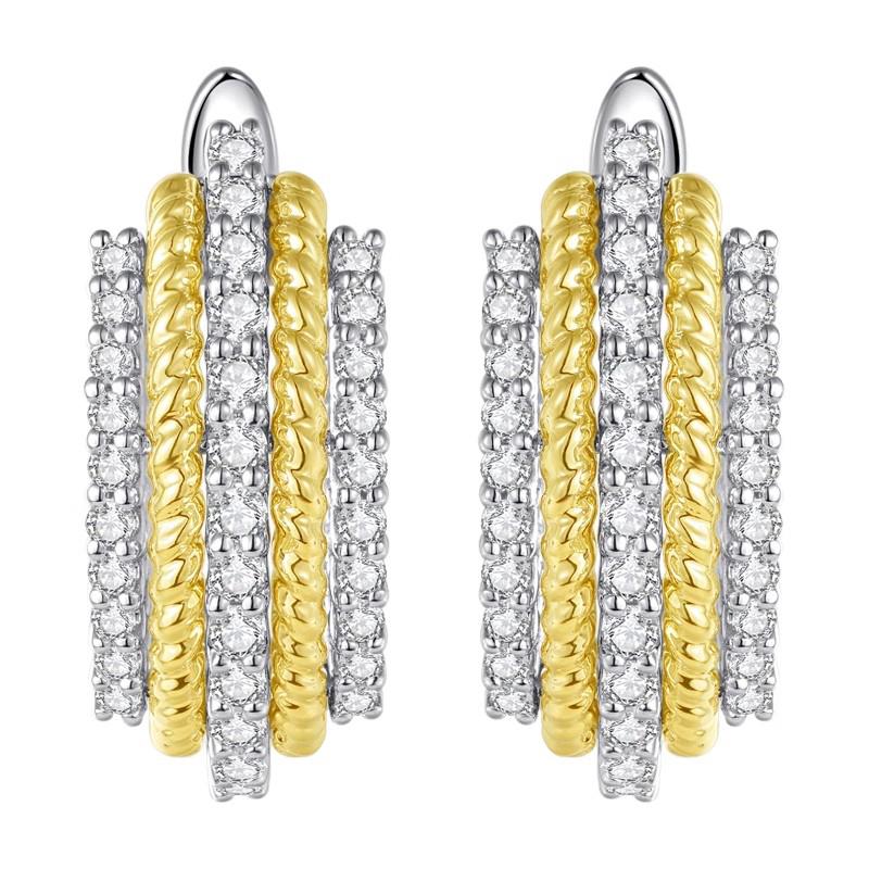 Xiaomi Huitan Multi-Layers Design Women Two Tone Hoop Earrings for Party Daily Gorgeous Accessories Inlaid Shiny CZ Trendy Lady Jewelry