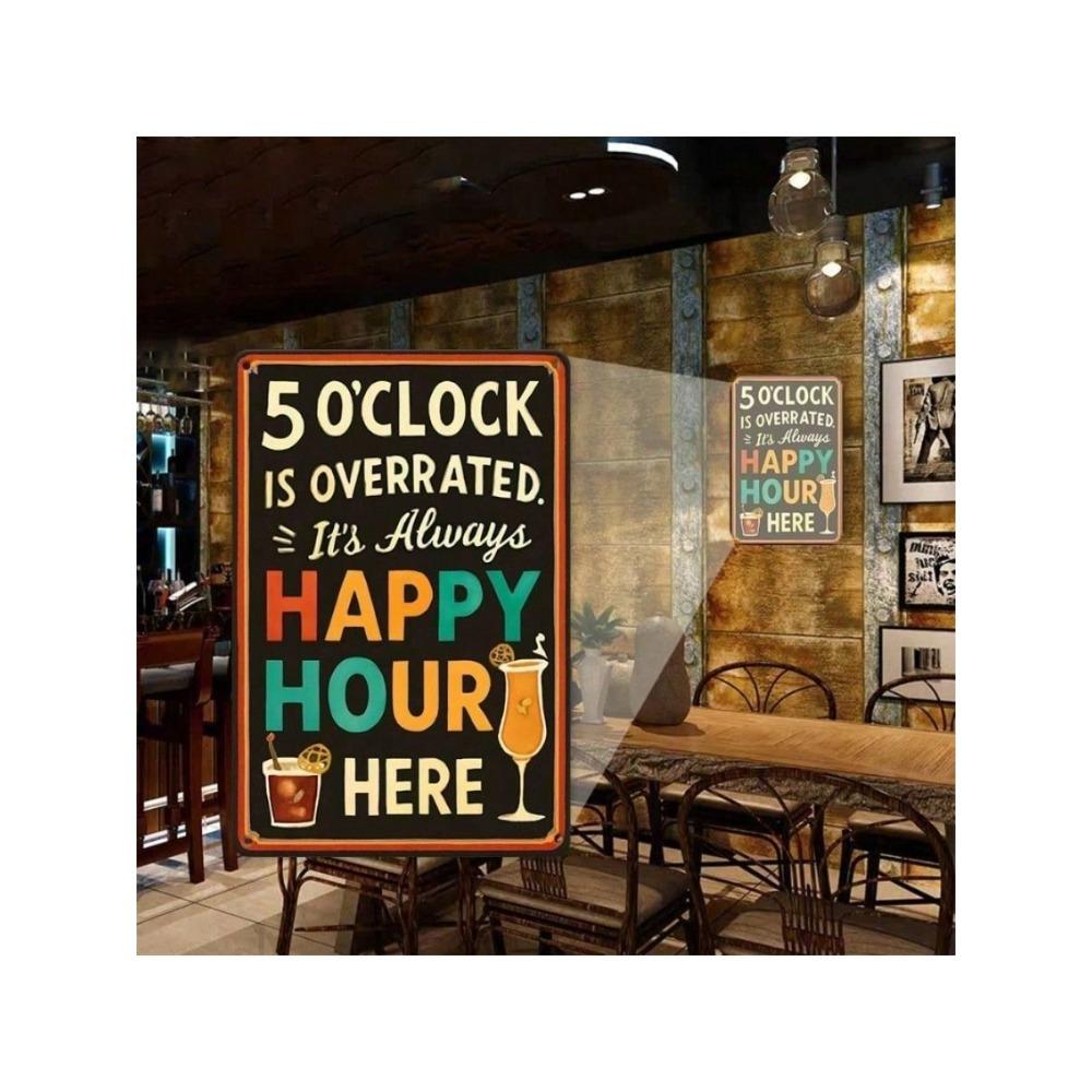 Retro 5 Uhr Metall Wandkunst Vintage Bar Dekor Schild