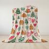 Christmas Gingerbread Pattern Flannel Blanket Warm Soft Halloween Christmas Couch Warm Cozy Decorative Decor Gift For All Season