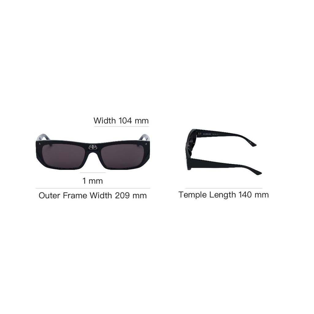 Balenciaga Rectangular Solid Lens Sunglasses Unisex sunglasses Black BB0080S-001