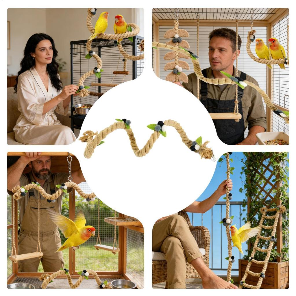 Bird Cage Perch Climbing Stand Biting Game Cockatiel Perch For Leg Muscle Parakeet Lovebird Boredom Stress Cage Decoration