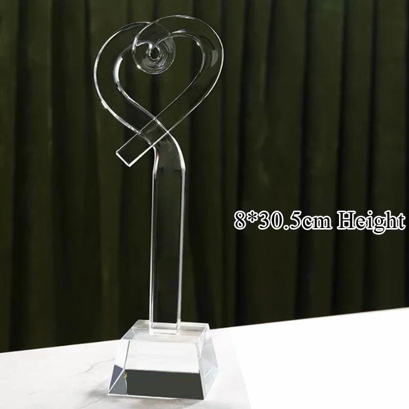Customized Crystal Trophy Thumb Five Pointed Star Love Trophy Excellent Employee Souvenirs Homedecor Award, Lettering Medal, 1Pc