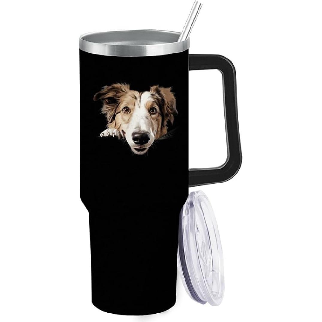 

Тамблер Кавалер Кинг Чарльз спаниель 40 унций Тамблер с ручкой Изолированный тамблер с крышками и соломинками Подарок на день рождения для дедушки 40oz