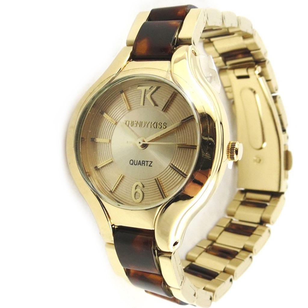 Les Trésors De Lily [N2447] - Montre femme 'Trendy' marron doré