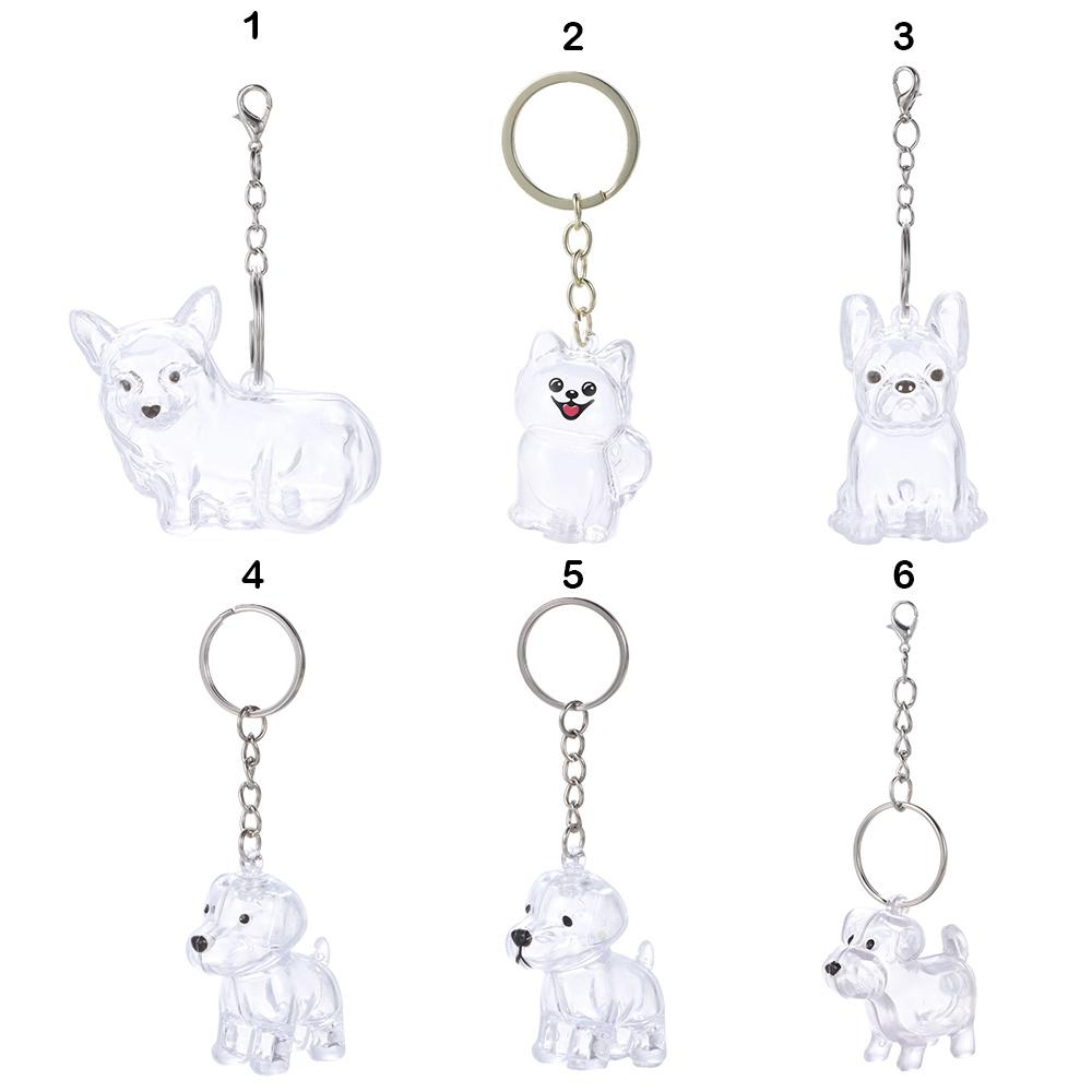 Kreativer Schlüsselanhänger Hund Form Schlüsselanhänger Transparenter Behälter Fell Aufbewahrung Kapsel Handgefertigtes Design DIY Zubehör