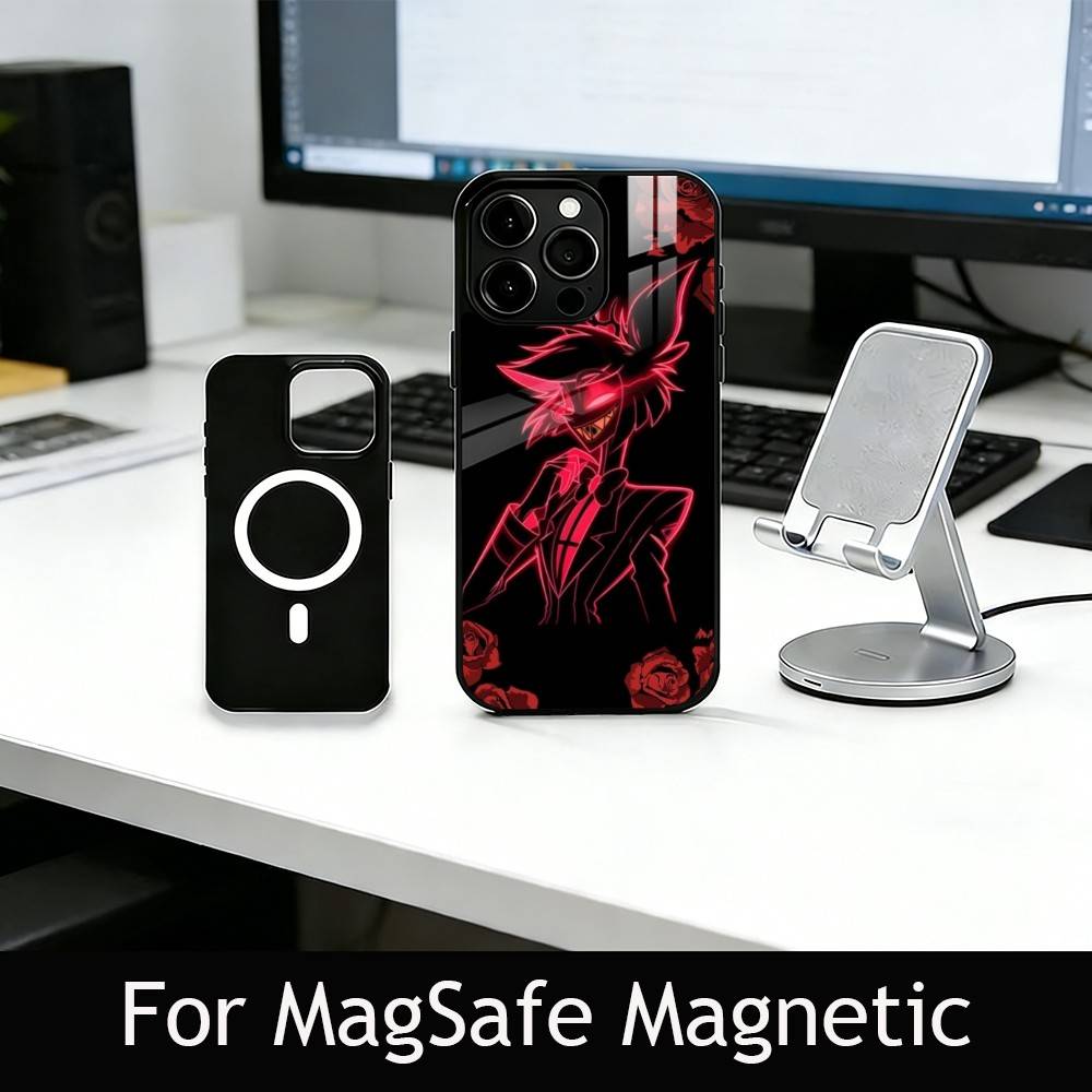 H-Hazbin A-Alastor Phone Case For iPhone17,16,15,14,13,12,11 Plus,Pro Magnetic with Magsafe Wireless Charging
