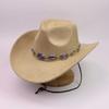 European and American Metal Waist Chain Western Cowboy Hat Men's and Women's Big Brim Lace-up Windproof Jazz Hat Outdoor Riding Hat