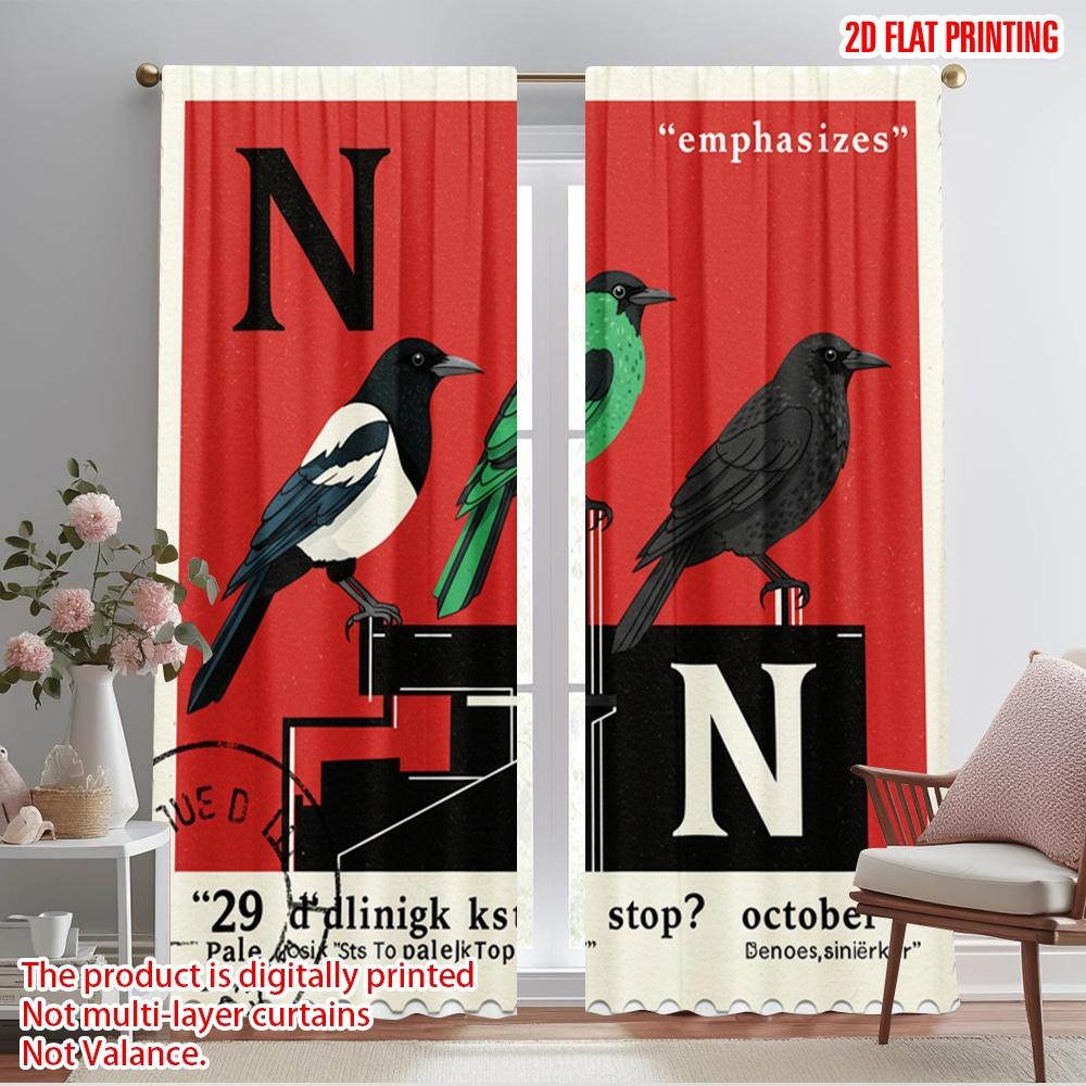 

2 шт. 2D плоская печать Вечеринка Оконные шторы Птицы Штамп Национализирует Акцент Полиэстер Без электричества Праздничные украшения 52.50×116.00 CM 2pcs