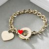 Stainless Steel Cross Bracelet With Roman Numerals Heart Charm OT Clasp Adjustable Chain Women Men Fashion Jewelry