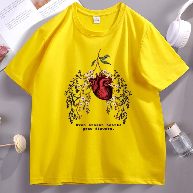 Funny Heart Printed T Shirt Casual Cotton Short Sleeve Round Neck Tshirt Summer Graphic Tees Unisex Clothing Streetwear Tees